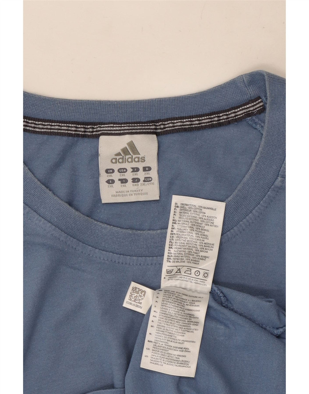 Adidas Mens T-Shirt Top 2XL Blue Cotton