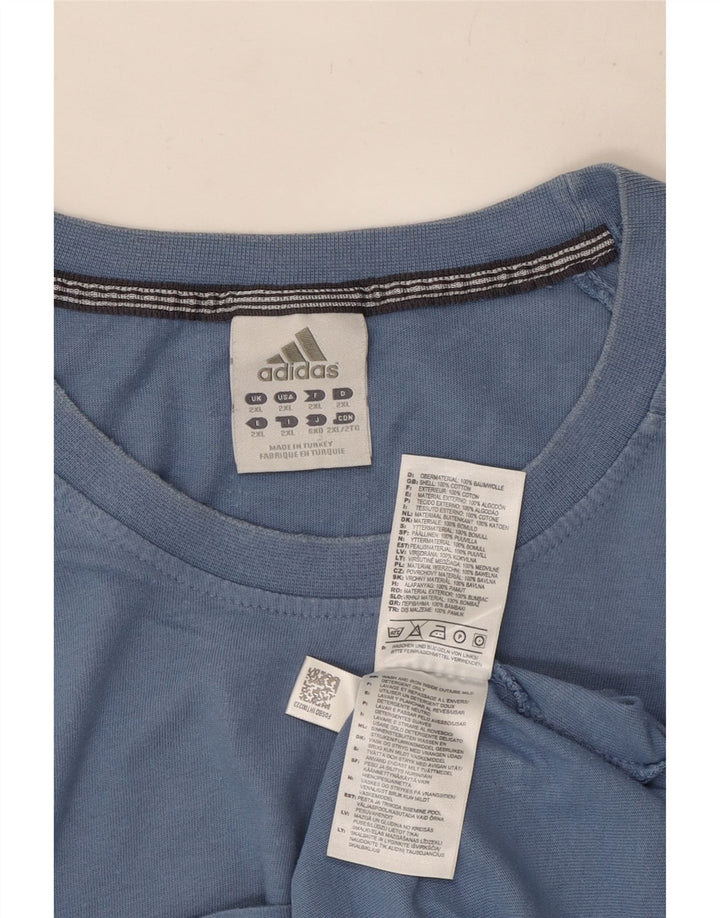 Adidas Mens T-Shirt Top 2XL Blue Cotton