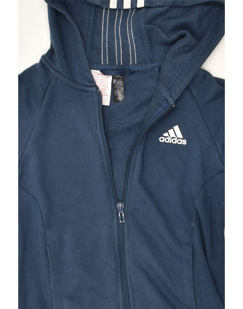 ADIDAS Boys Zip Hoodie Sweater 9-10 Years Navy Blue Cotton | Vintage Adidas | Thrift | Second-Hand Adidas | Used Clothing | Messina Hembry 