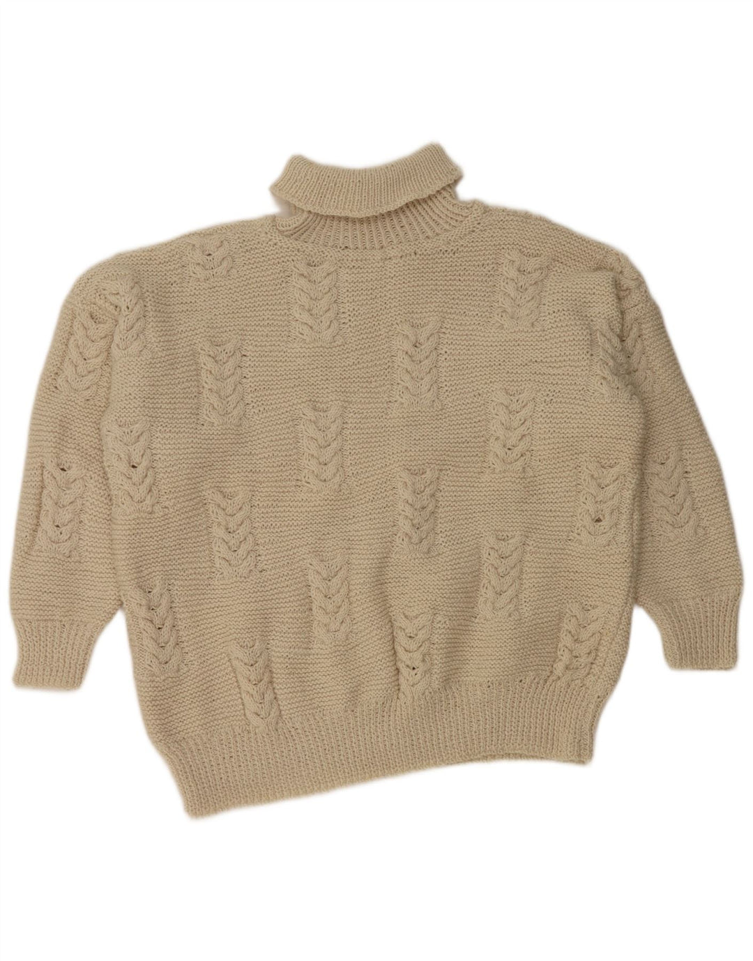 Vintage Womens Crop Roll Neck Jumper Sweater UK 20 2XL Off White