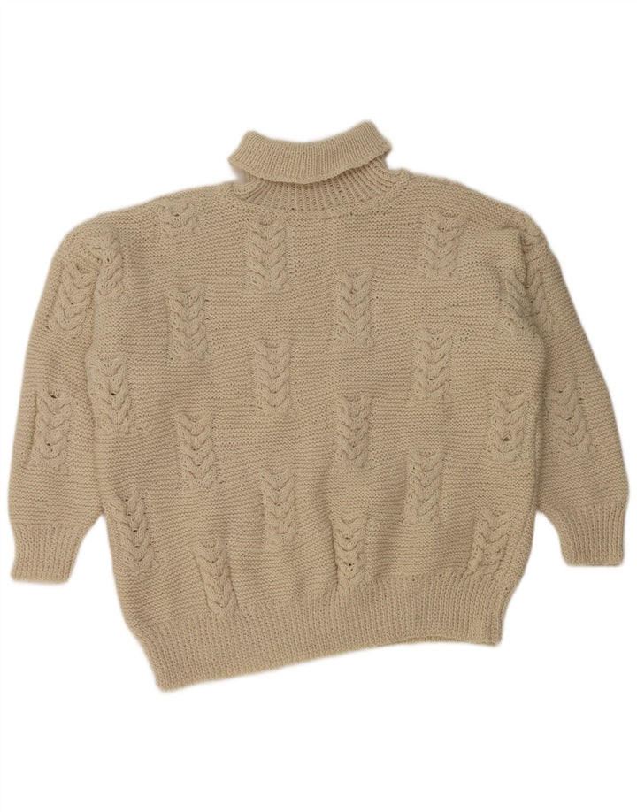 Vintage Womens Crop Roll Neck Jumper Sweater UK 20 2XL Off White