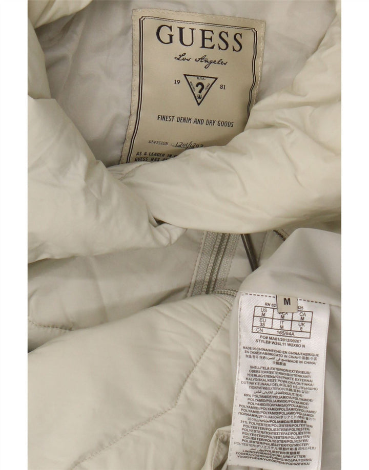 Guess Womens Padded Jacket UK 12 Medium Off White Polyamide