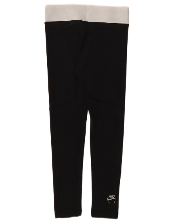 Nike Girls Graphic Leggings 8-9 Years Small Black Colourblock Cotton