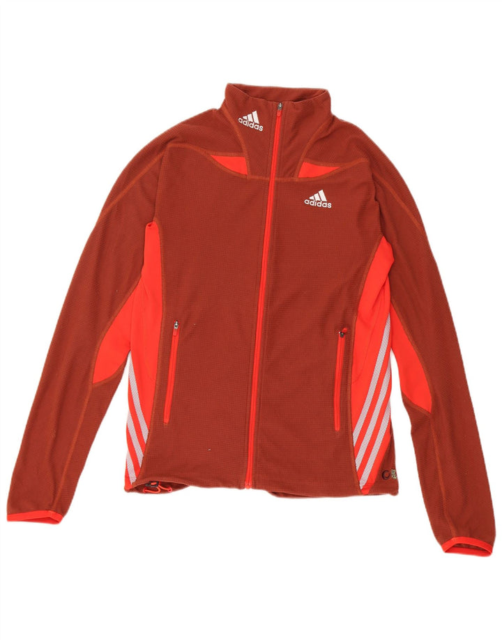 Adidas Womens Tracksuit Top Jacket UK 12 Medium Brown Colourblock Polyester