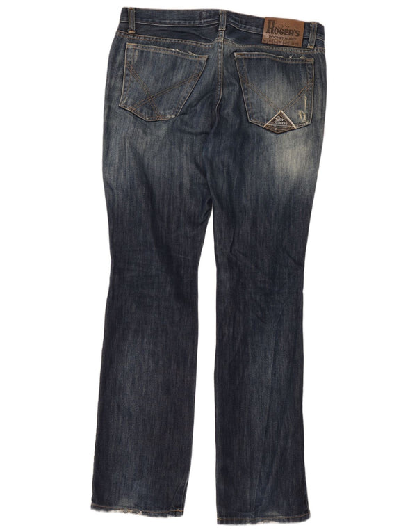 Roy Rogers Womens Distressed High Waist Bootcut Jeans IT 48 XL W34 L34 Blue