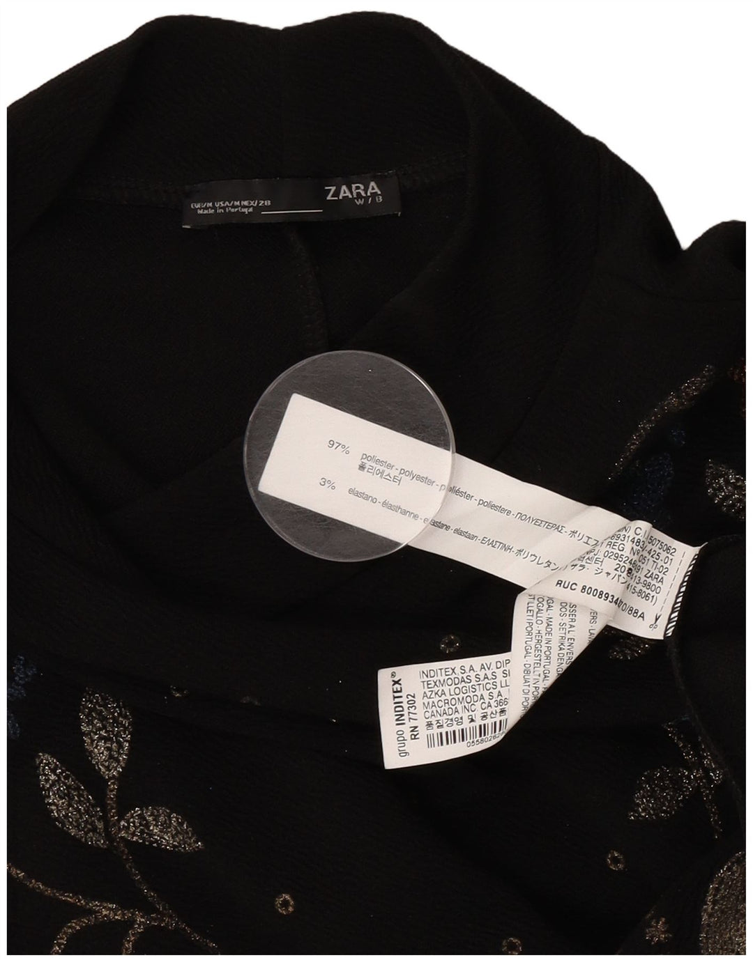 Zara Womens Long Sleeve Shift Dress UK 14 Medium Black Floral Polyester
