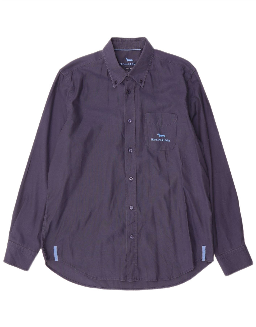 Harmont & Blaine Mens Regular Fit Shirt XL Navy Blue Cotton