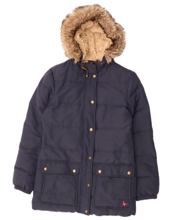 Jack Wills Womens Hooded Sherpa Padded Jacket UK 8 Small Navy Blue Nylon