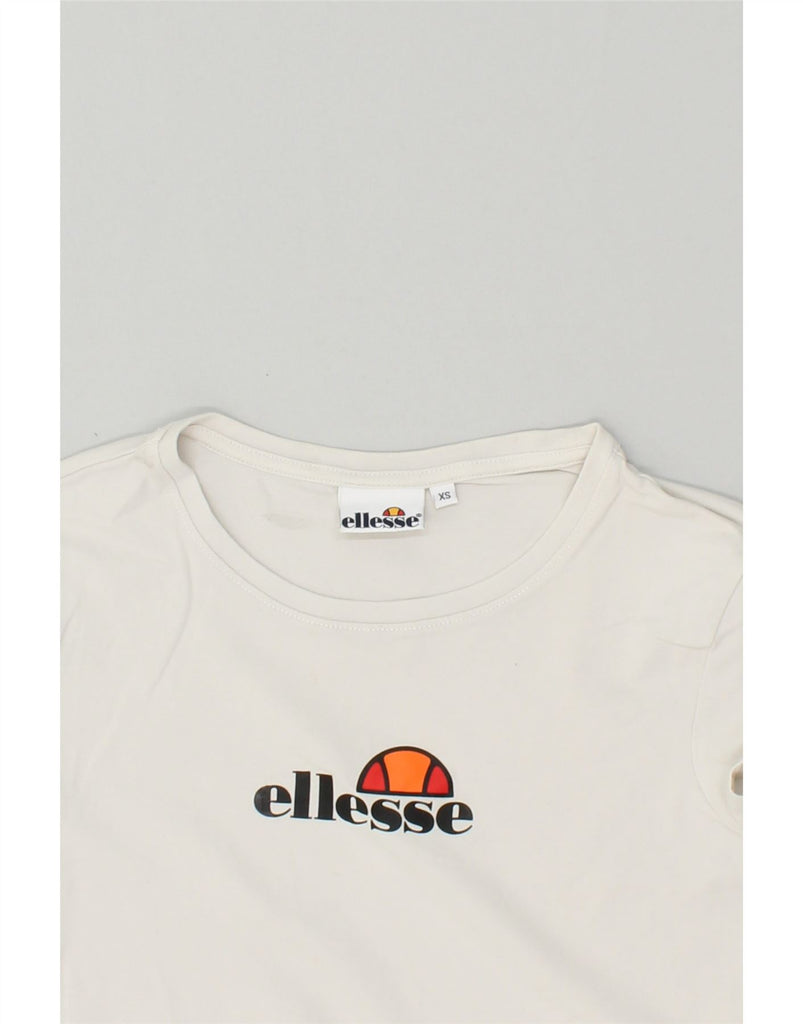 ELLESSE Womens Graphic T-Shirt Top UK 6 XS White | Vintage Ellesse | Thrift | Second-Hand Ellesse | Used Clothing | Messina Hembry 