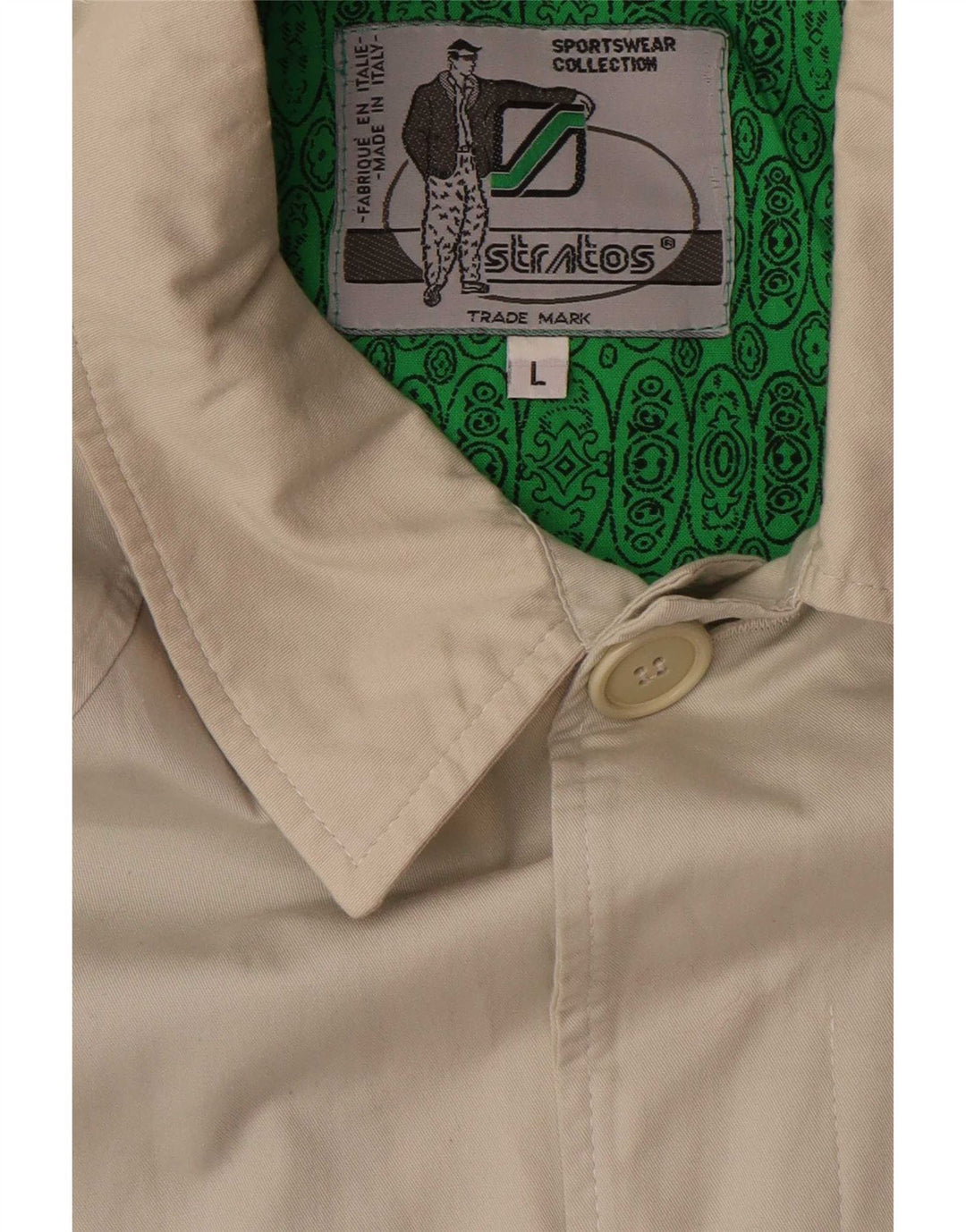 Stratos Mens Overcoat UK 40 Large Beige Cotton