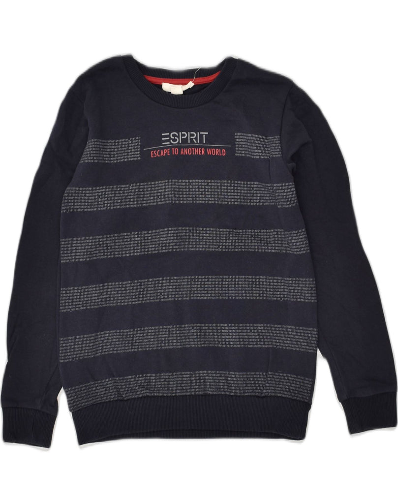 ESPRIT Boys Graphic Crew Neck Jumper Sweater 9-10 Years Small Navy Blue | Vintage Esprit | Thrift | Second-Hand Esprit | Used Clothing | Messina Hembry 