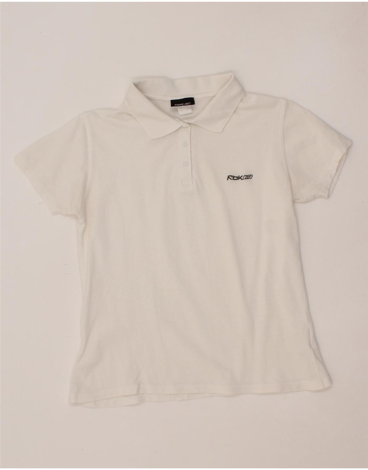 REEBOK Womens Polo Shirt UK 14 Large White Vintage Second Hand Clothing Online Messina Hembry