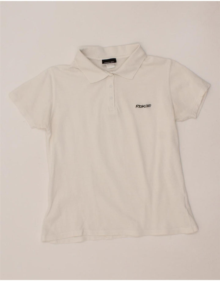 REEBOK Womens Polo Shirt UK 14 Large White Vintage Reebok and Second-Hand Reebok from Messina Hembry 