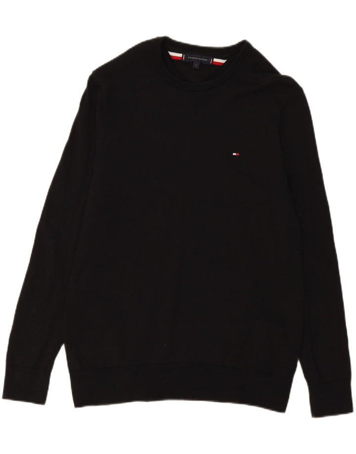 TOMMY HILFIGER Mens Crew Neck Jumper Sweater Large Black Cotton Vintage Tommy Hilfiger and Second-Hand Tommy Hilfiger from Messina Hembry 