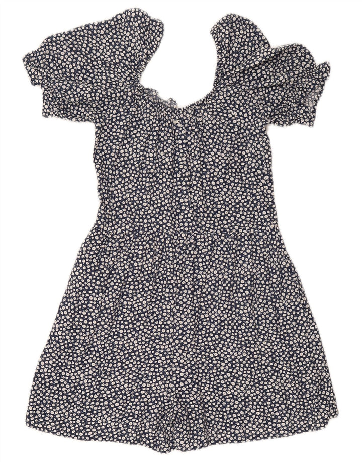 SUPERDRY Womens Playsuit UK 8 Small  Navy Blue Floral Viscose