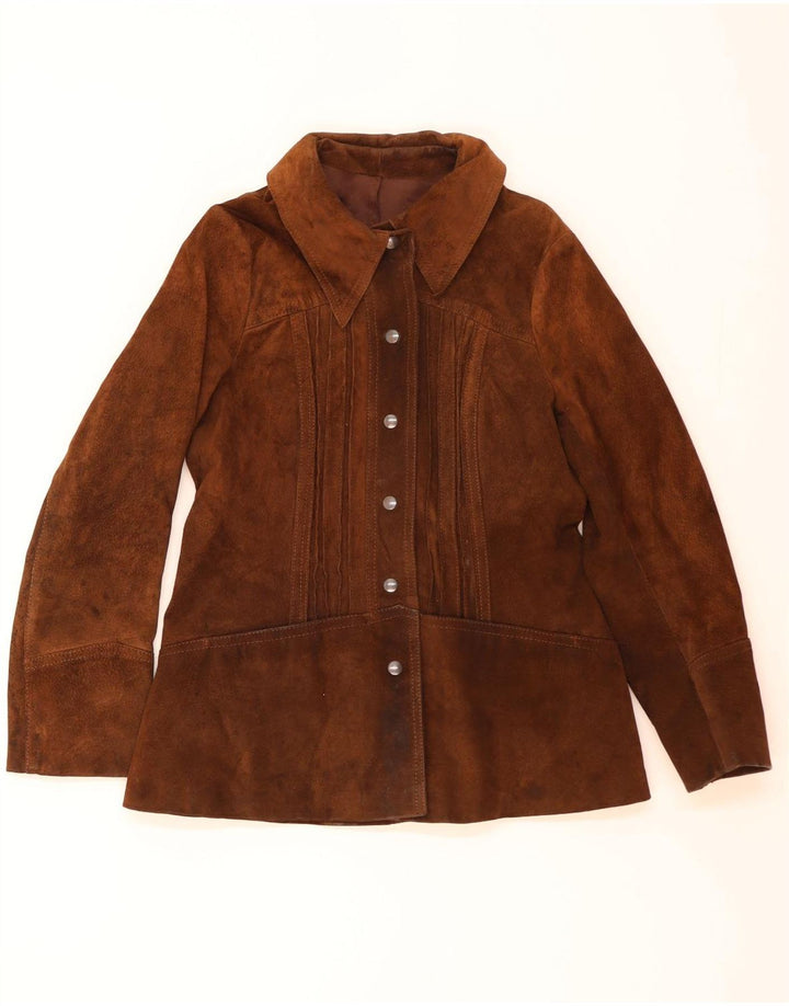 Vintage Womens Suede Jacket UK 12 Medium Brown