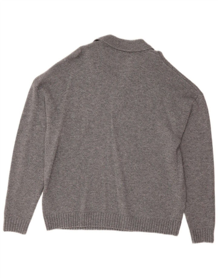 Reiss Mens Polo Neck Jumper Sweater Large Grey Flecked Wool