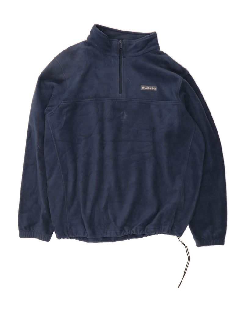COLUMBIA Mens Zip Neck Fleece Jumper 2XL Navy Blue Polyester Vintage Columbia and Second-Hand Columbia from Messina Hembry 
