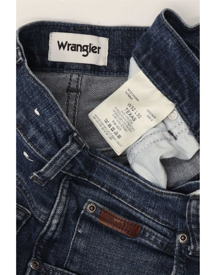 Wrangler Mens Texas Straight Jeans W32 L30 Navy Blue Cotton