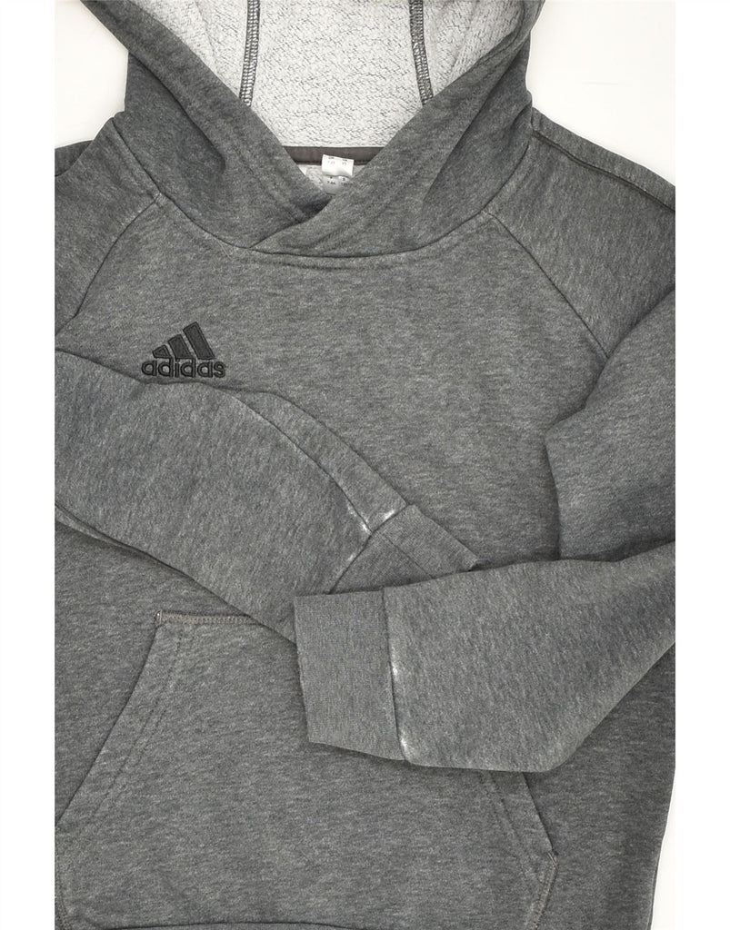 ADIDAS Boys Hoodie Jumper 7-8 Years Grey Cotton | Vintage Adidas | Thrift | Second-Hand Adidas | Used Clothing | Messina Hembry 