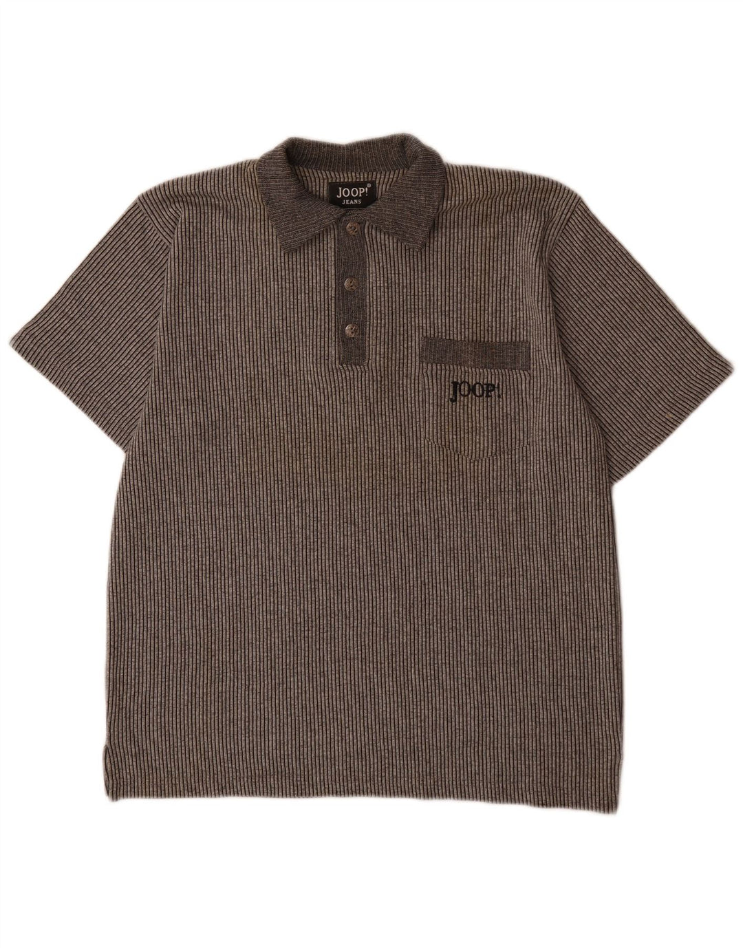 Joop Mens Polo Shirt Medium Grey Pinstripe Cotton