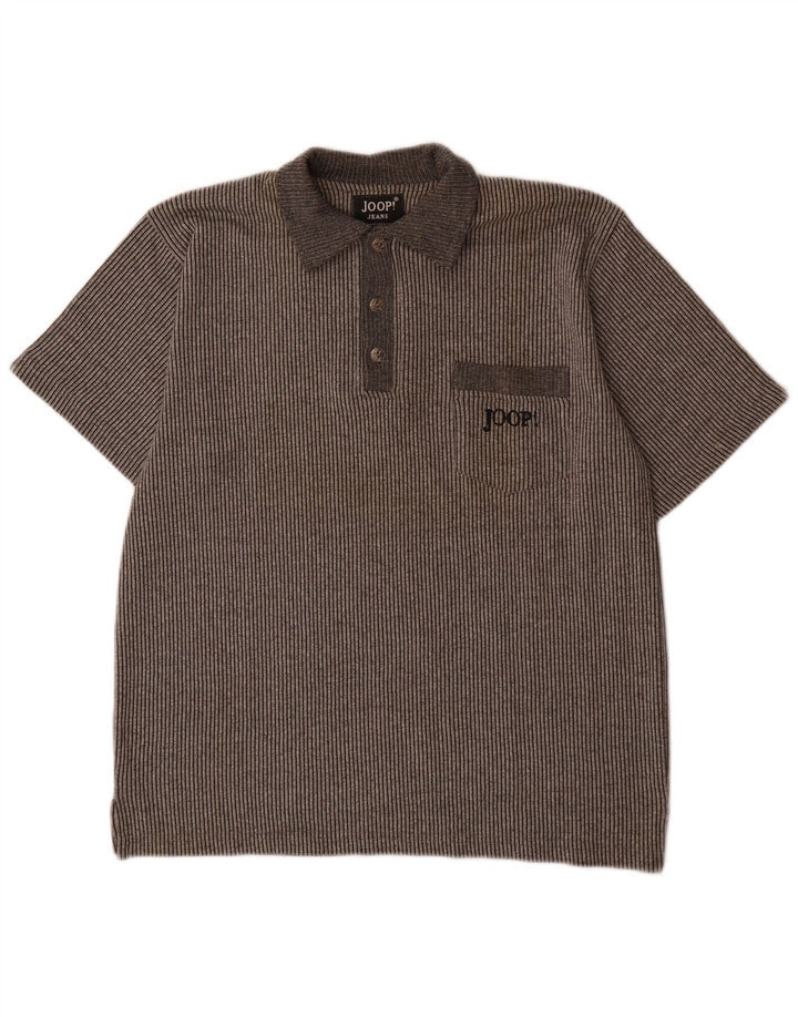 Joop Mens Polo Shirt Medium Grey Pinstripe Cotton