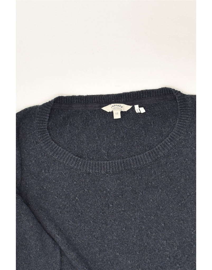 FAT FACE Womens Boat Neck Jumper Sweater UK 12 Medium Navy Blue Cotton | Vintage Fat Face | Thrift | Second-Hand Fat Face | Used Clothing | Messina Hembry 