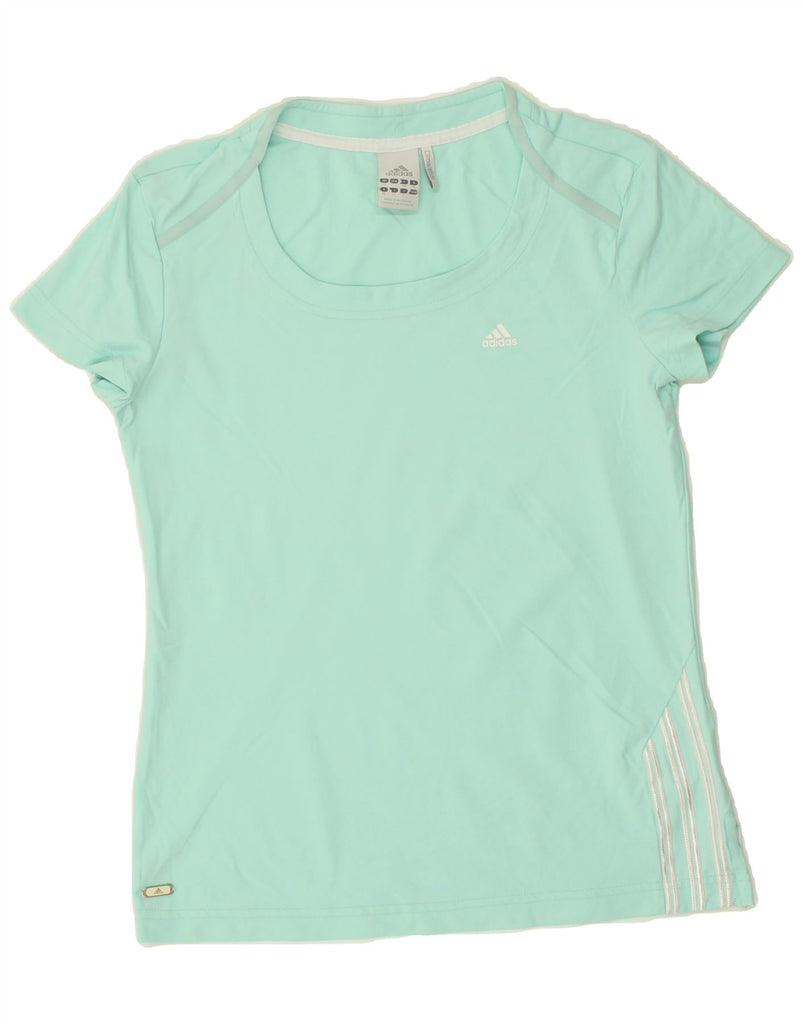 ADIDAS Womens Climalite T-Shirt Top UK 12 Medium Turquoise Nylon | Vintage Adidas | Thrift | Second-Hand Adidas | Used Clothing | Messina Hembry 