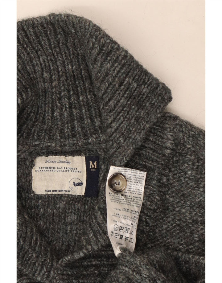 Gas Mens Polo Neck Jumper Sweater Medium Grey Flecked Wool