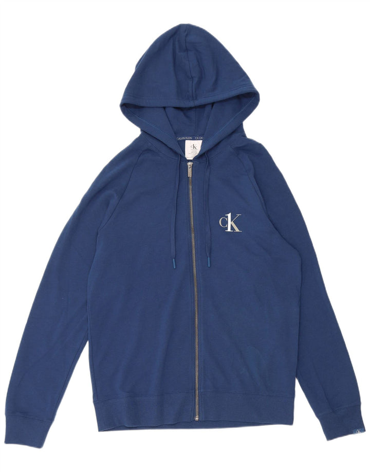 Calvin Klein Mens Zip Hoodie Sweater Small Blue Cotton