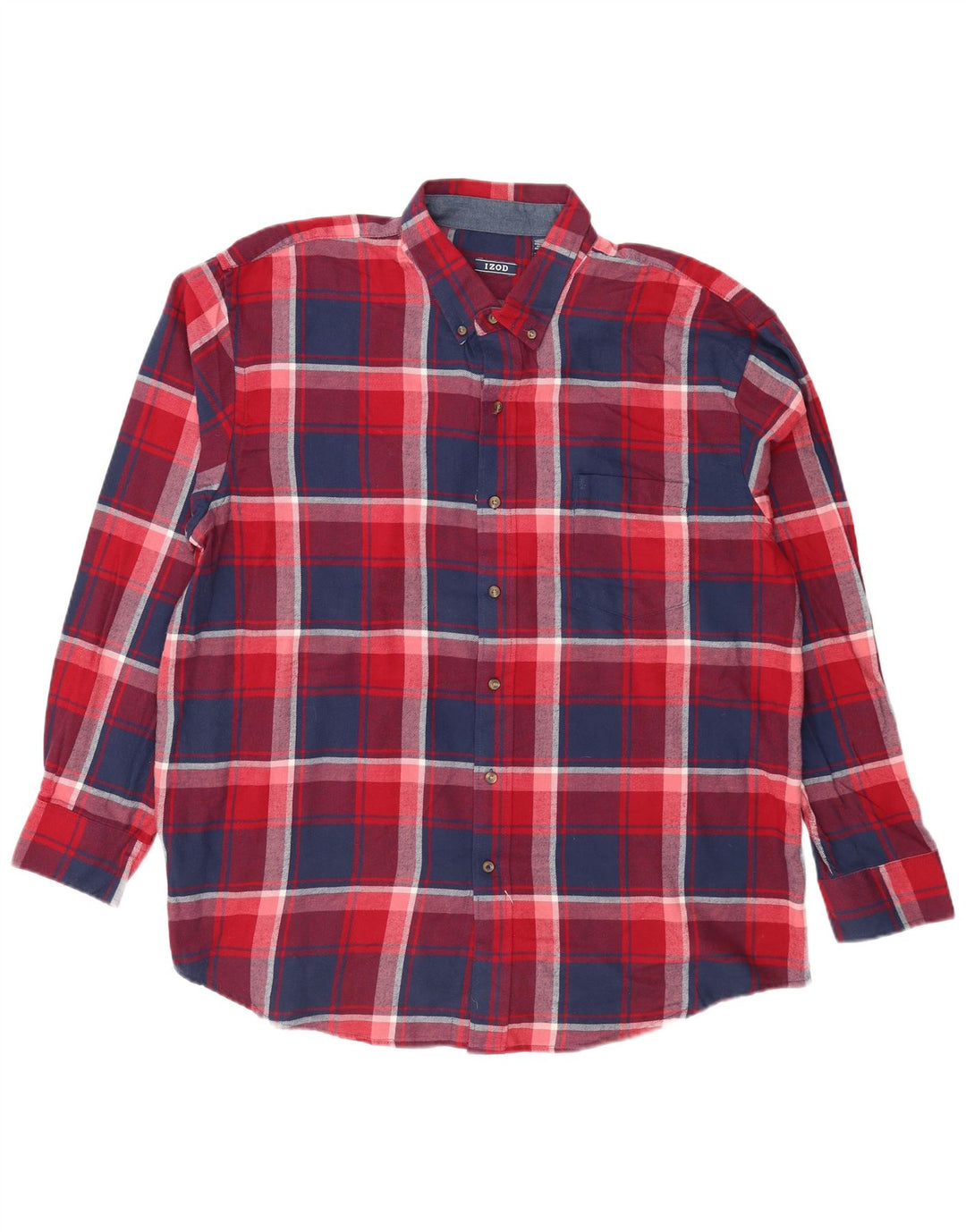 Izod Mens Flannel Shirt 2XL Red Check Cotton