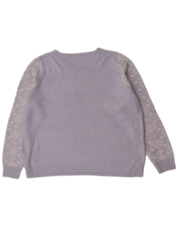 Marks & Spencer Womens Graphic Crew Neck Jumper Sweater UK 16 Large Blue