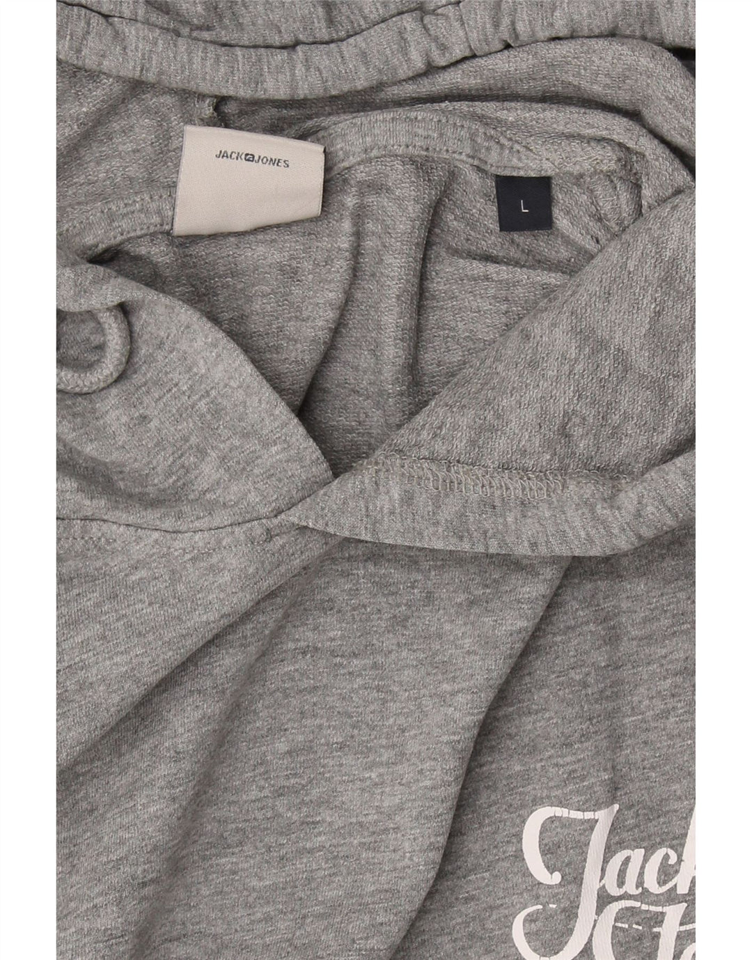 JACK & JONES Mens Graphic Hoodie Jumper Large Grey Cotton Vintage Jack & Jones and Second-Hand Jack & Jones from Messina Hembry 