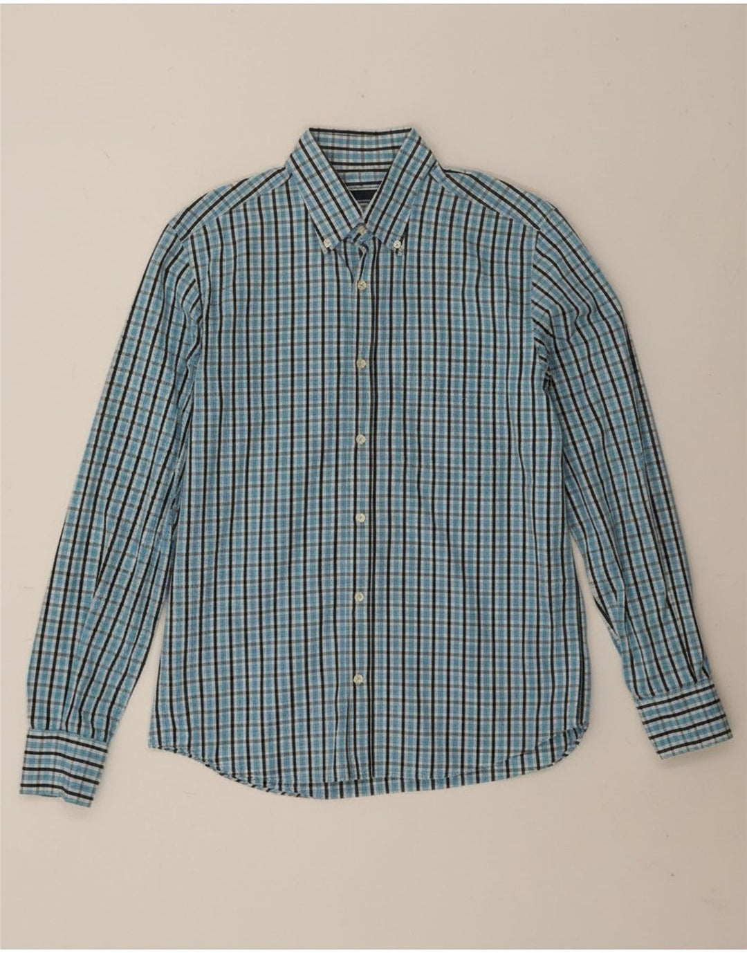 Sergio Tacchini Mens Shirt Medium Blue Check Cotton