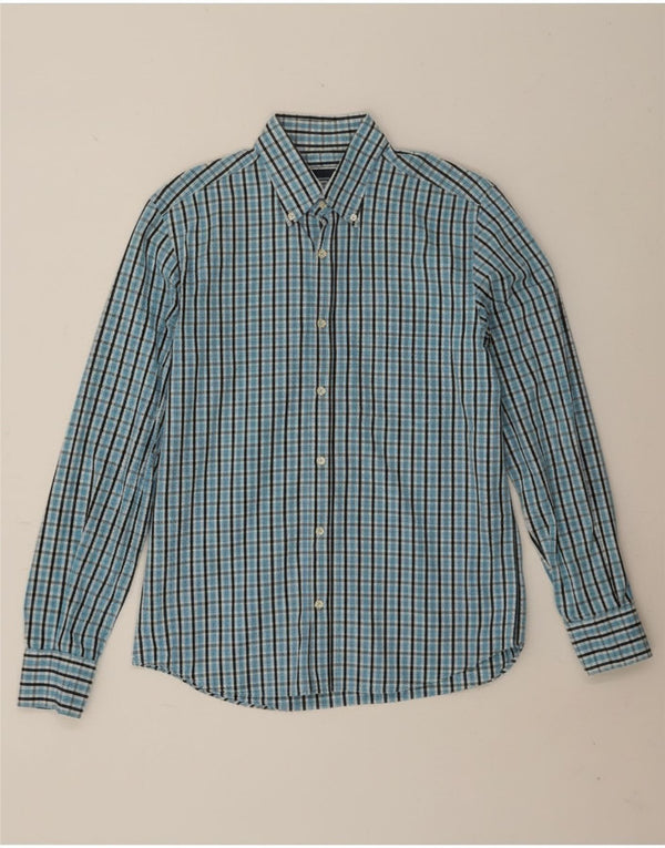 Sergio Tacchini Mens Shirt Medium Blue Check Cotton