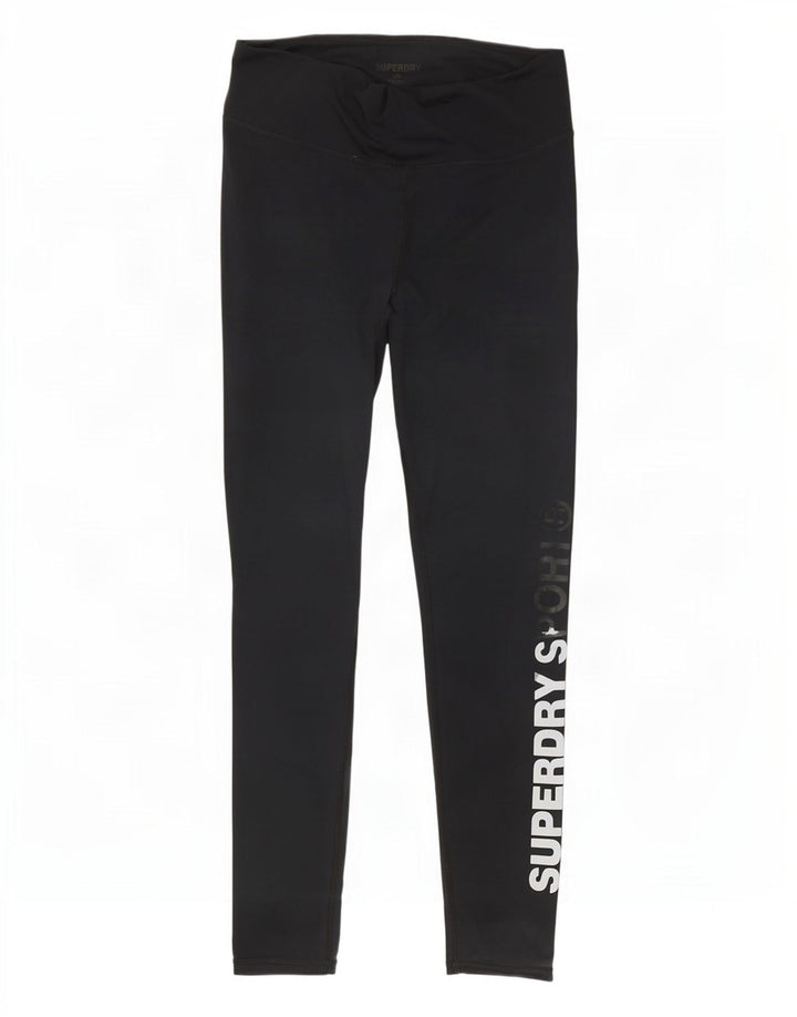 Superdry Womens Graphic Leggings UK 12 Medium Black