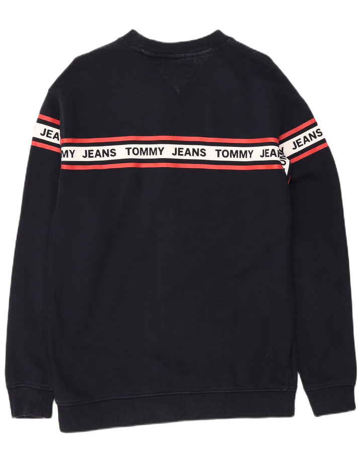 TOMMY HILFIGER Mens Relaxed Fit Sweatshirt Jumper Small Navy Blue Striped