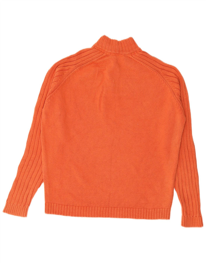 MASSIMO DUTTI Mens Button Neck Jumper Sweater Large Orange Cotton