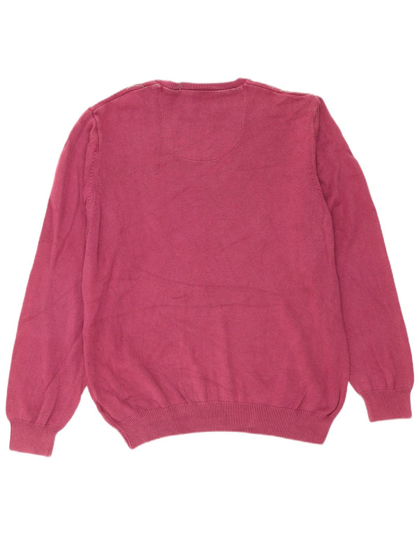 Marks & Spencer Mens Regular Fit V-Neck Jumper Sweater Large Burgundy