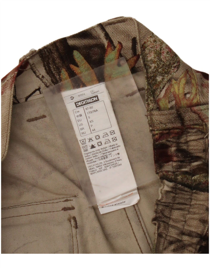 DECATHLON Womens Straight Cargo Trousers Small W27 L30 Beige Floral Cotton