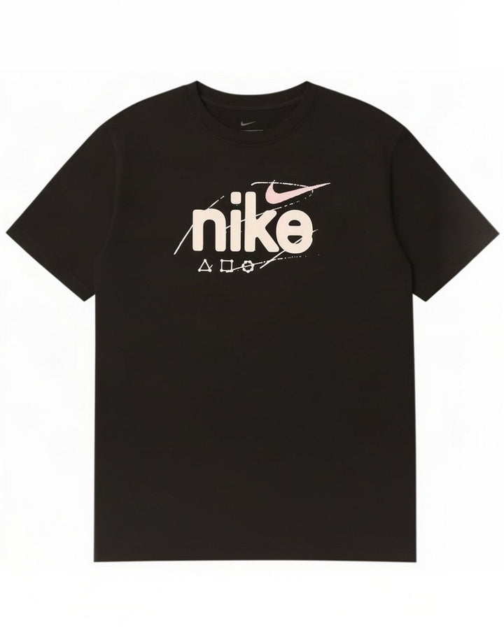 Nike Mens Graphic T-Shirt Top Large Black Polyester