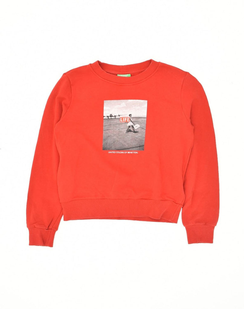 UNITED COLORS OF BENETTON Girls Graphic Sweatshirt Jumper 13-14 Years Red | Vintage United Colors of Benetton | Thrift | Second-Hand United Colors of Benetton | Used Clothing | Messina Hembry 