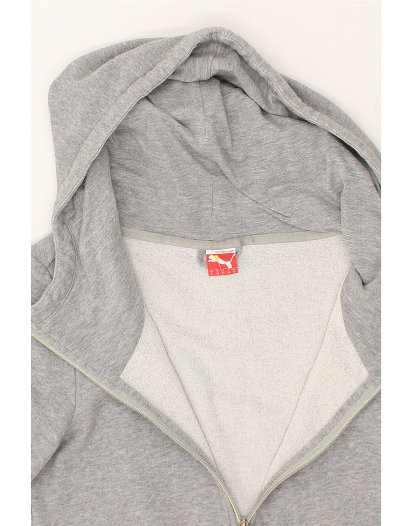 PUMA Womens Graphic Zip Hoodie Sweater UK 10 Small Grey Cotton Vintage Puma and Second-Hand Puma from Messina Hembry 