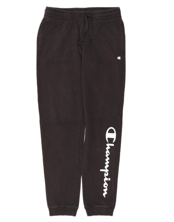 CHAMPION Womens Graphic Tracksuit Trousers Joggers UK 14 Medium  Black