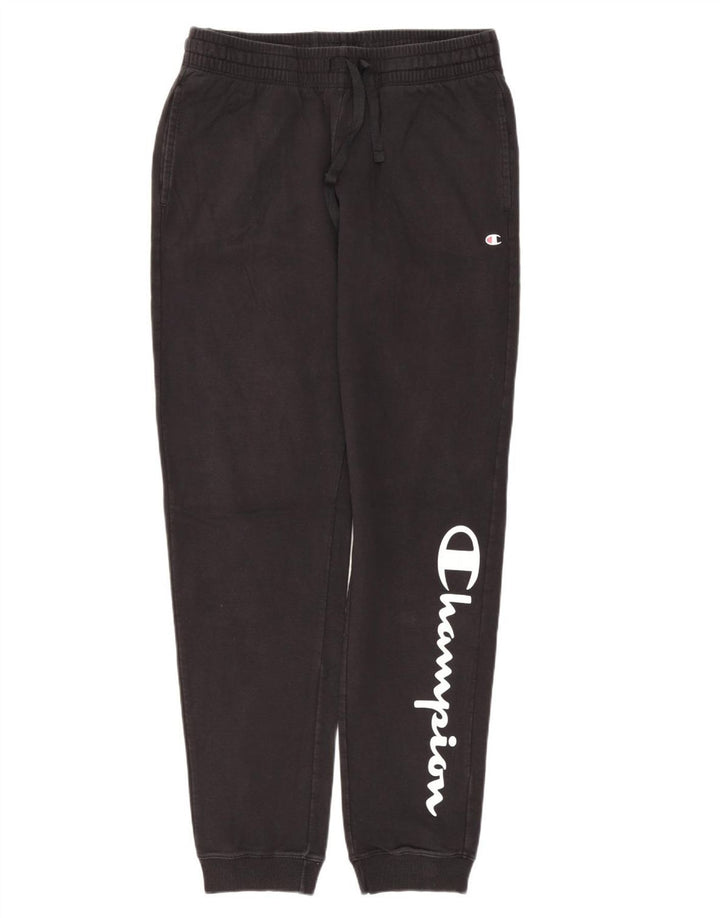 CHAMPION Womens Graphic Tracksuit Trousers Joggers UK 14 Medium  Black