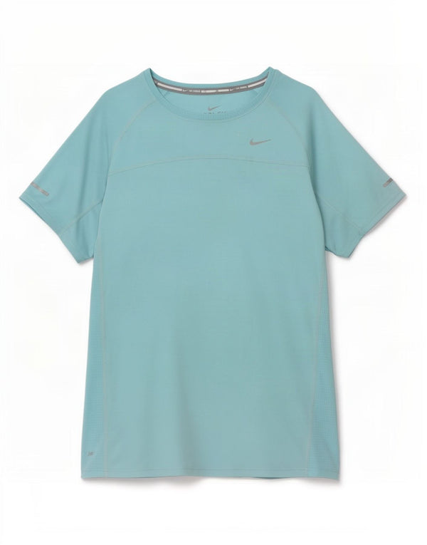 Nike Womens Dri Fit T-Shirt Top UK 10 Small Blue Polyester