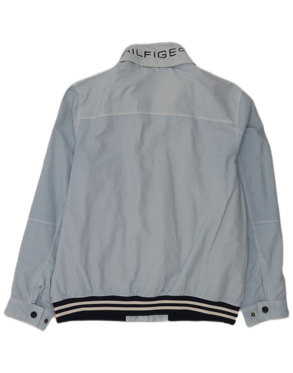 Tommy Hilfiger Mens Graphic Hooded Bomber Jacket UK 40 Large Blue Striped