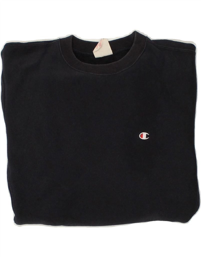 CHAMPION Womens Sweatshirt Jumper UK 16 Large Navy Blue Cotton | Vintage Champion | Thrift | Second-Hand Champion | Used Clothing | Messina Hembry 