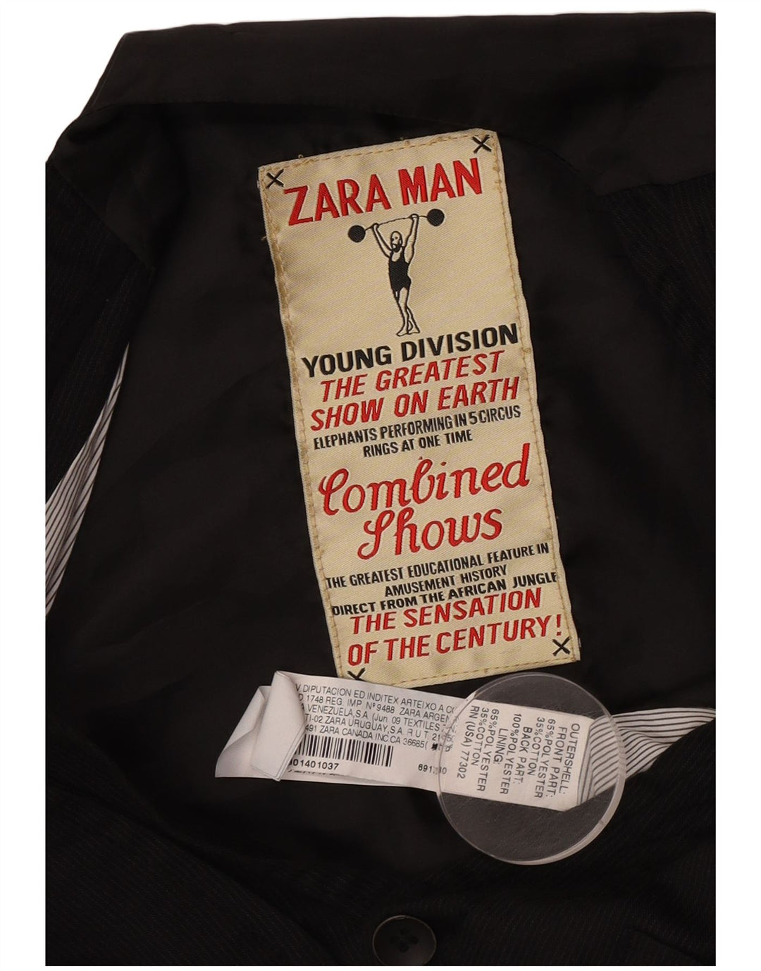 Zara Mens Waistcoat XS Black Pinstripe Polyester