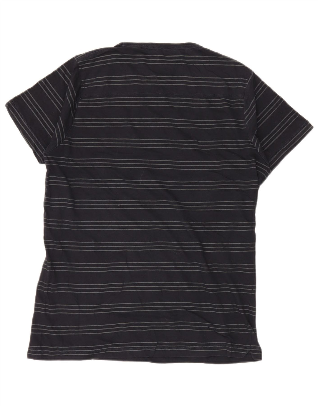 French Connection Mens T-Shirt Top Medium Navy Blue Striped Cotton